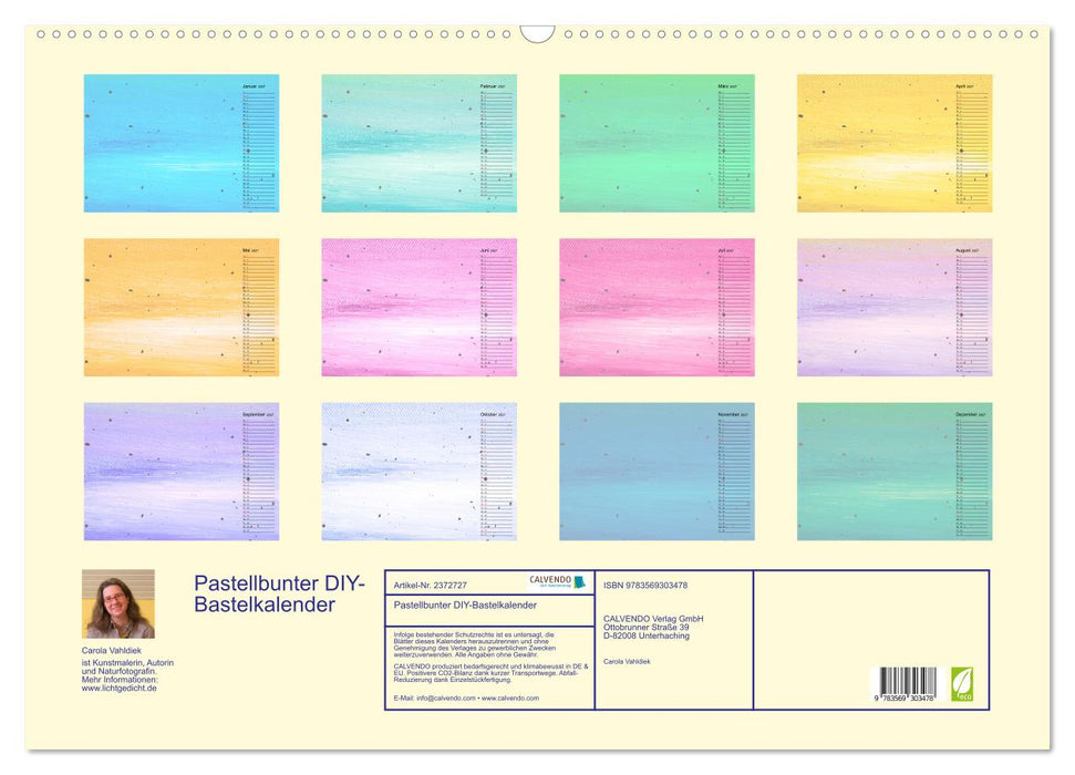 Pastellbunter DIY-Bastelkalender (CALVENDO Wandkalender 2027)