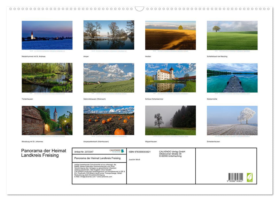 Panorama der Heimat Landkreis Freising (CALVENDO Wandkalender 2027)