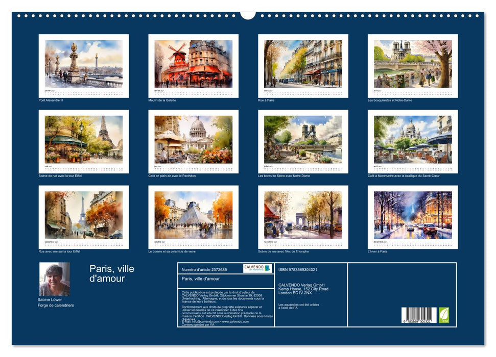 Paris, ville d'amour (CALVENDO Calendrier mensuel 2027)