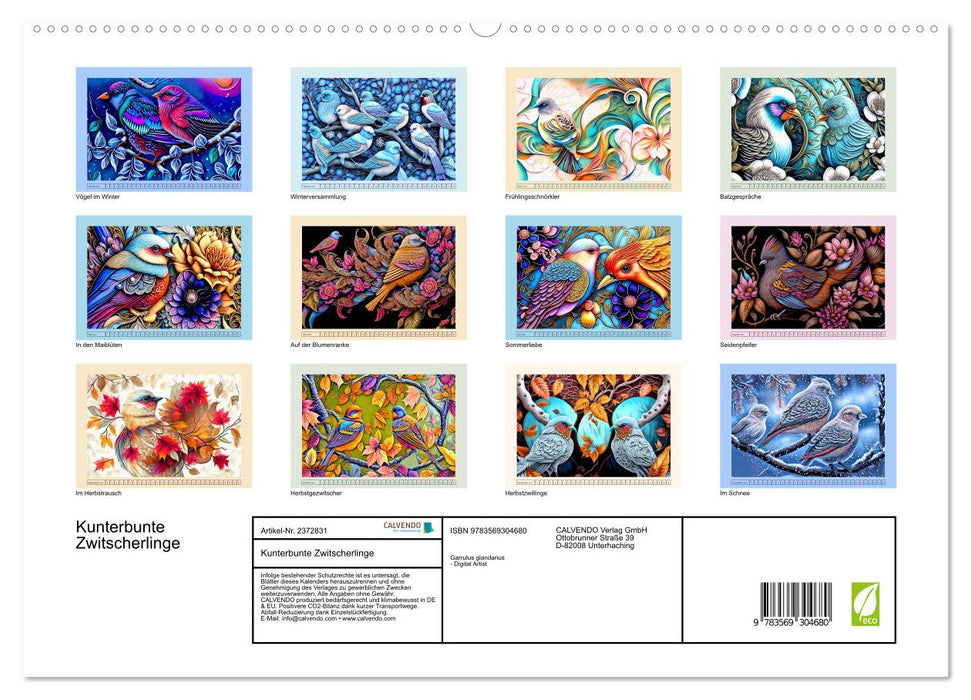 Kunterbunte Zwitscherlinge (CALVENDO Premium Wandkalender 2027)