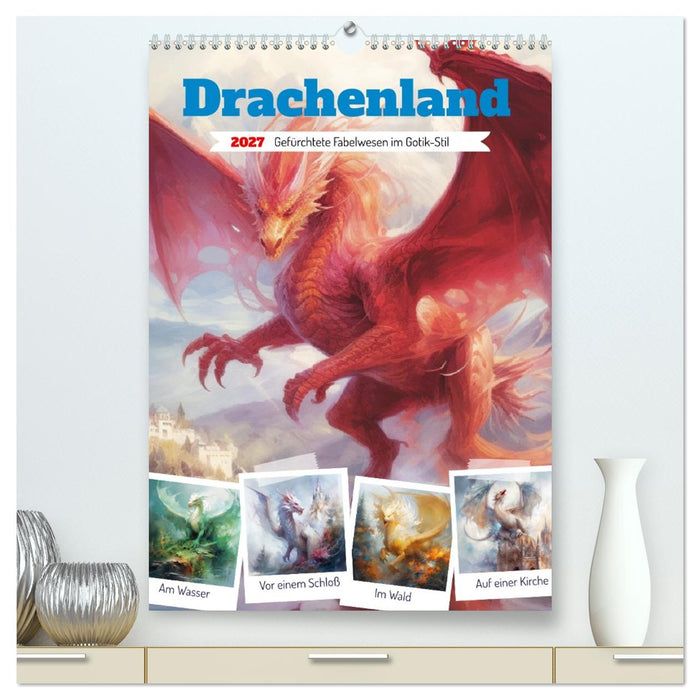 Drachenland. Gefürchtete Fabelwesen im Gotik-Stil (CALVENDO Premium Wandkalender 2027)