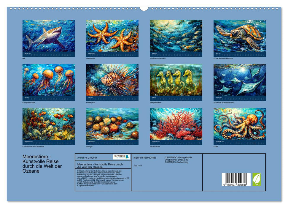 Meerestiere - Kunstvolle Reise durch die Welt der Ozeane (CALVENDO Premium Wandkalender 2027)