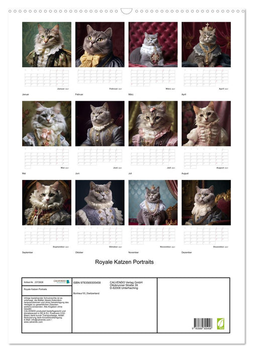 Royale Katzen Portraits (CALVENDO Wandkalender 2027)
