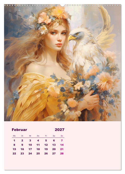 Elfen mit Krafttieren. Zauberhafte Lichtwesen (CALVENDO Wandkalender 2027)