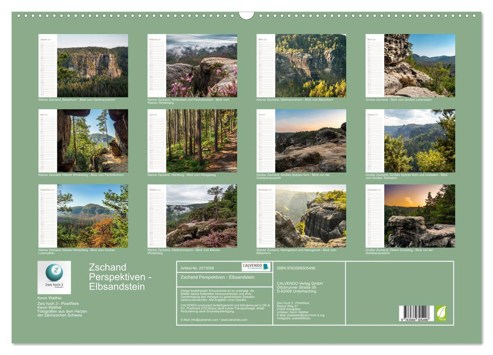Zschand Perspektiven - Elbsandstein (CALVENDO Wandkalender 2027)
