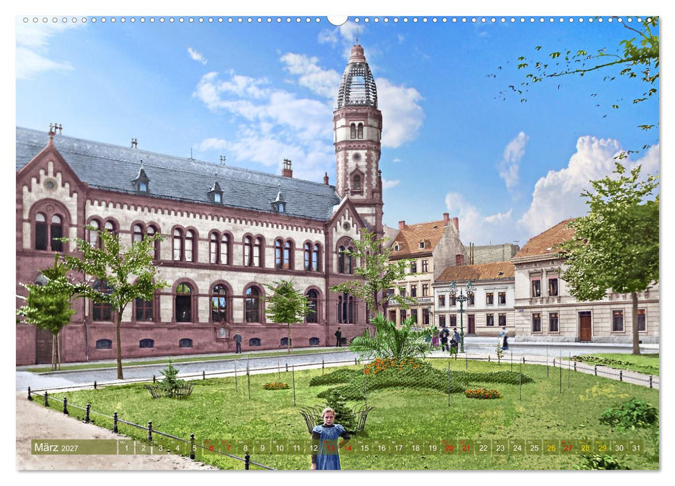 Aschersleben zur Kaiserzeit in Farbe – Kolorierte Schwarzweißfotografien (CALVENDO Premium Wandkalender 2027)