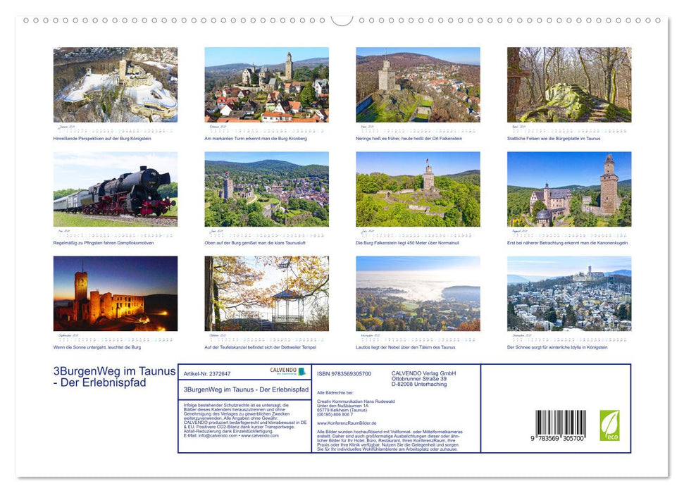 3BurgenWeg im Taunus - Der Erlebnispfad (CALVENDO Premium Wandkalender 2027)
