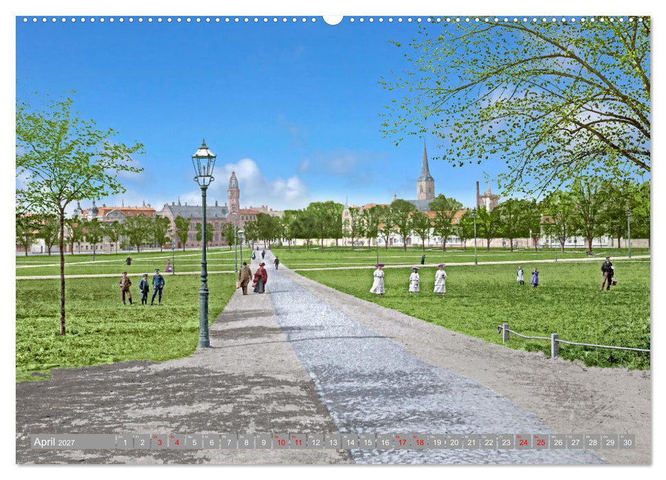 Aschersleben zur Kaiserzeit in Farbe – Kolorierte Schwarzweißfotografien (CALVENDO Wandkalender 2027)