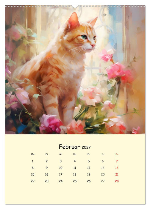 Liebliche Katzen. Anmut und Würde mit Blumen (CALVENDO Wandkalender 2027)