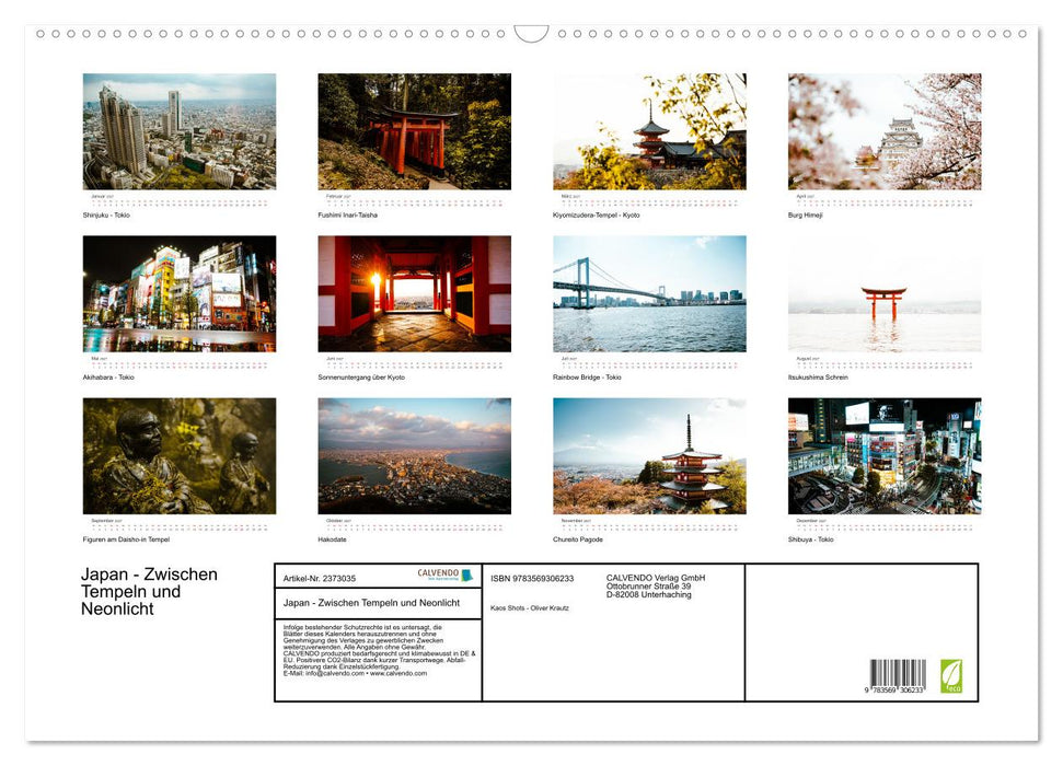 Japan - Zwischen Tempeln und Neonlicht (CALVENDO Wandkalender 2027)