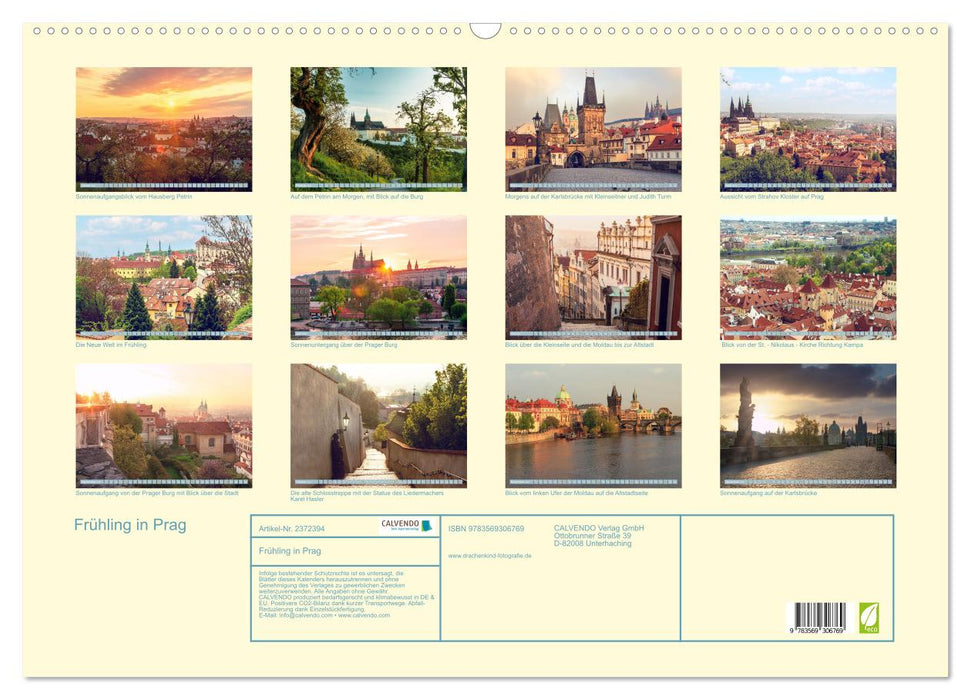 Frühling in Prag (CALVENDO Wandkalender 2027)