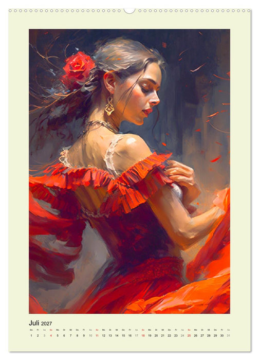 Flamenco. Anmutige Tänzerinnen. Illustrationen (CALVENDO Premium Wandkalender 2027)