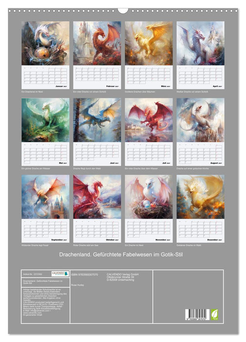 Drachenland. Gefürchtete Fabelwesen im Gotik-Stil (CALVENDO Wandkalender 2027)