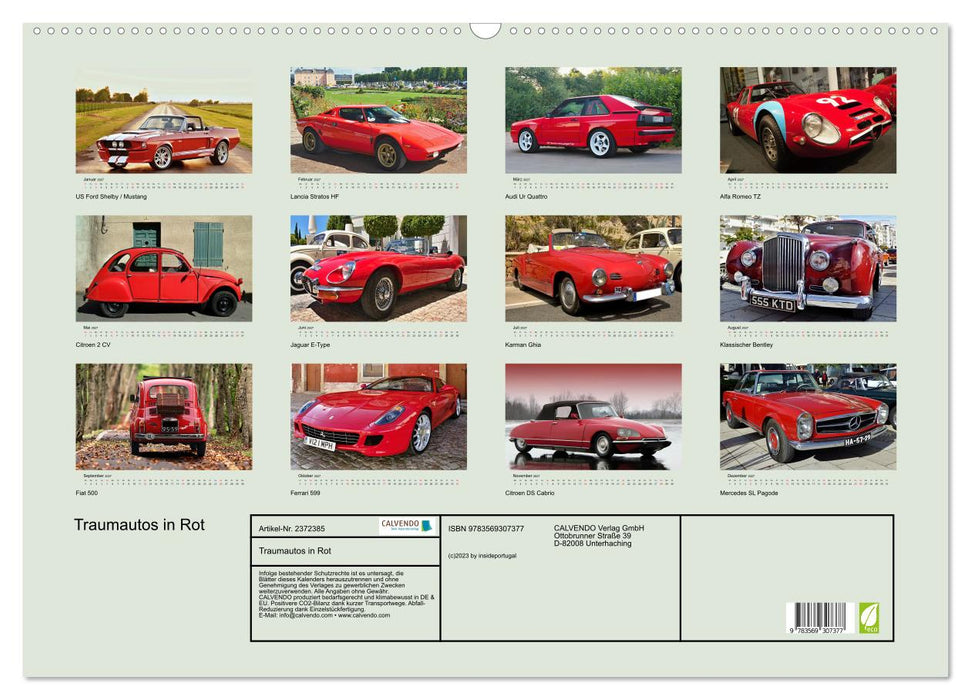 Traumautos in Rot (CALVENDO Wandkalender 2027)