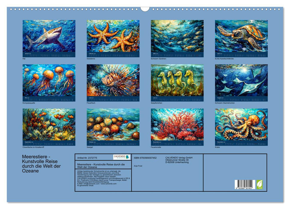 Meerestiere - Kunstvolle Reise durch die Welt der Ozeane (CALVENDO Wandkalender 2027)