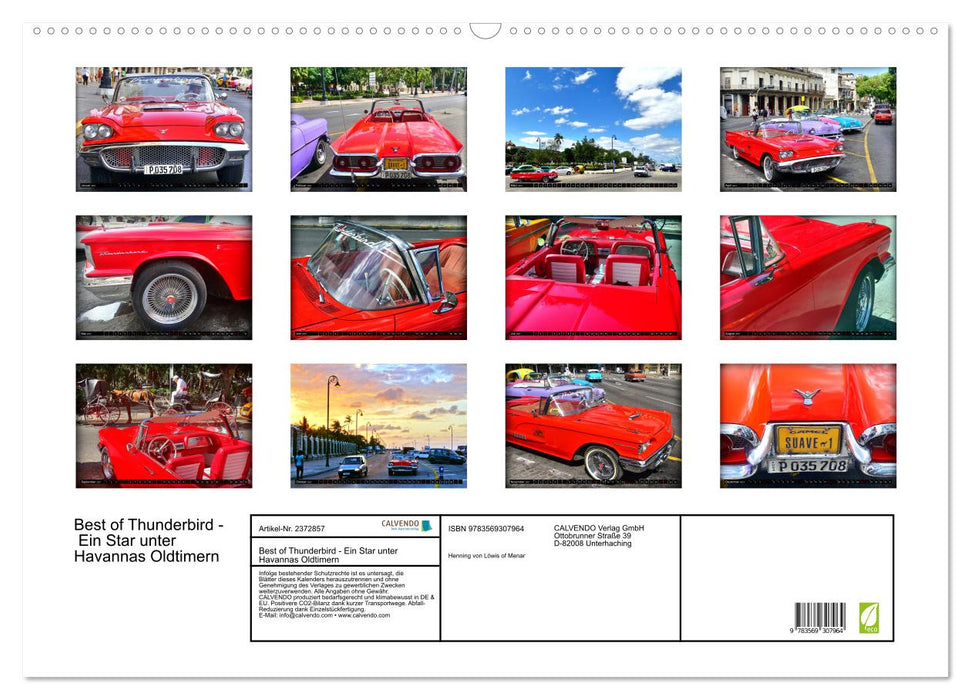 Best of Thunderbird - Ein Star unter Havannas Oldtimern (CALVENDO Wandkalender 2027)