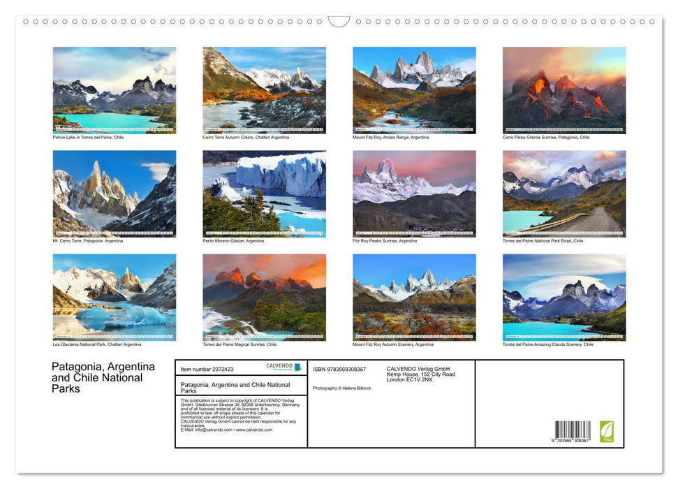 Patagonia, Argentina and Chile National Parks (CALVENDO Monthly Calendar 2027)