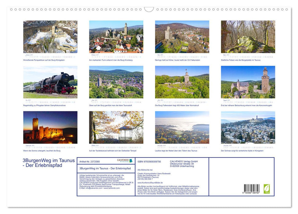 3BurgenWeg im Taunus - Der Erlebnispfad (CALVENDO Wandkalender 2027)