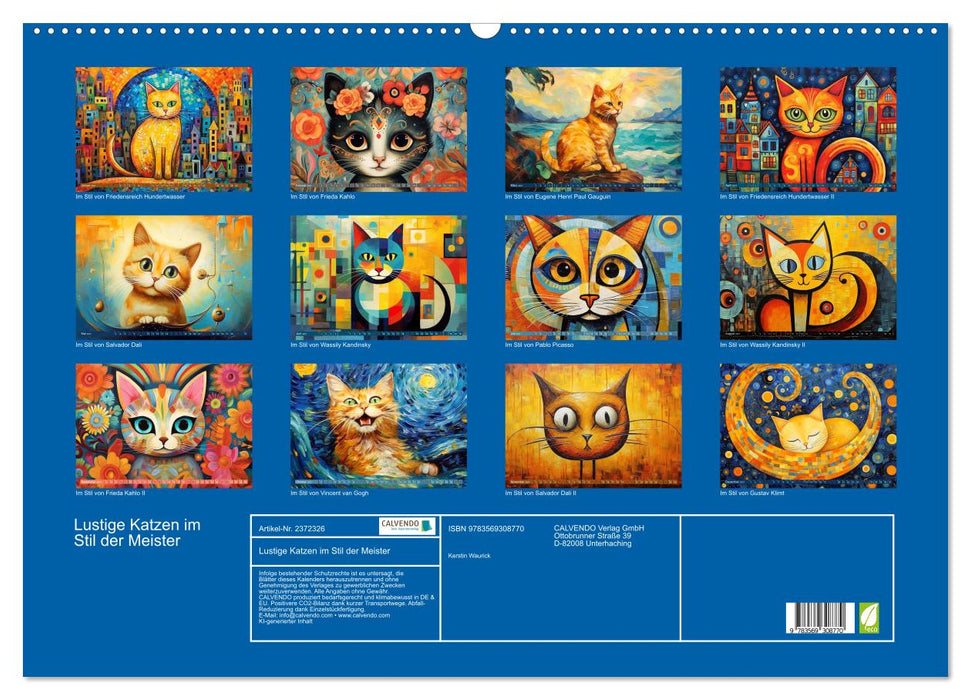 Lustige Katzen im Stil der Meister (CALVENDO Wandkalender 2027)