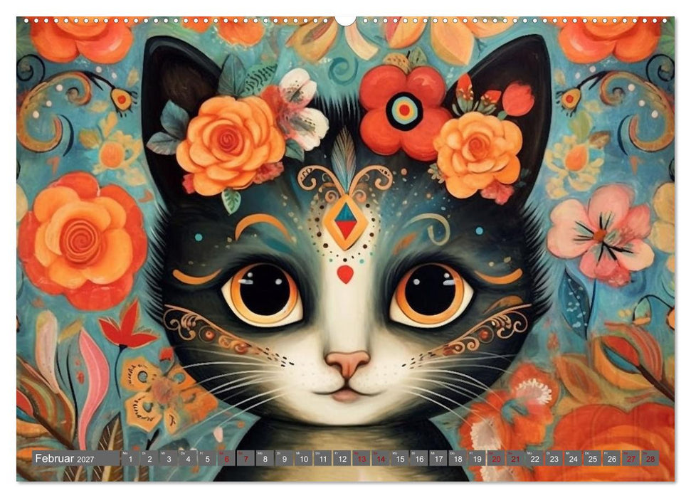Lustige Katzen im Stil der Meister (CALVENDO Wandkalender 2027)