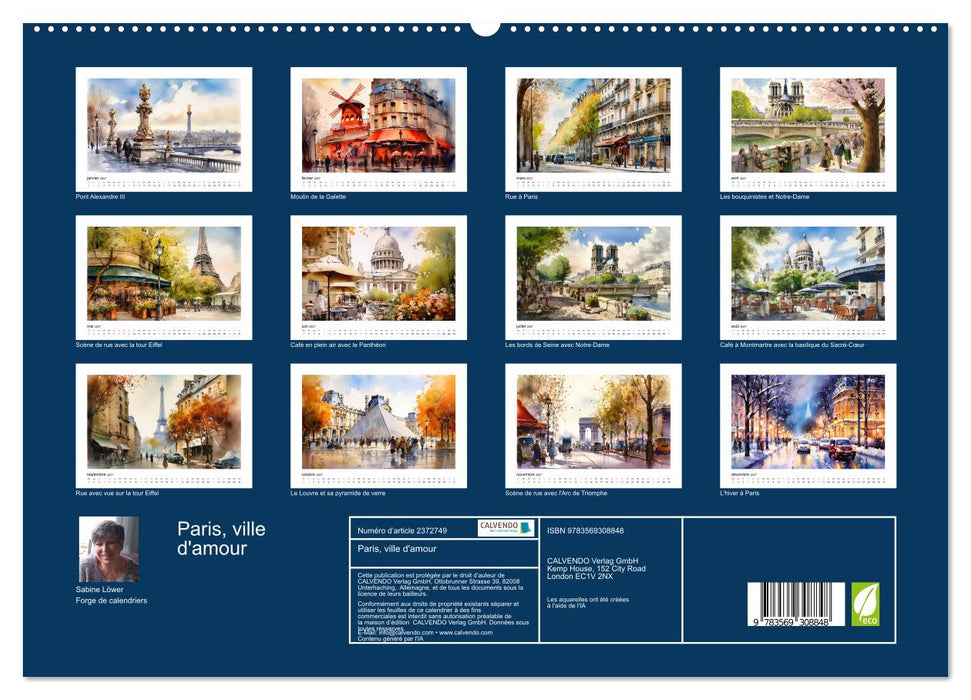 Paris, ville d'amour (CALVENDO Calendrier supérieur 2027)