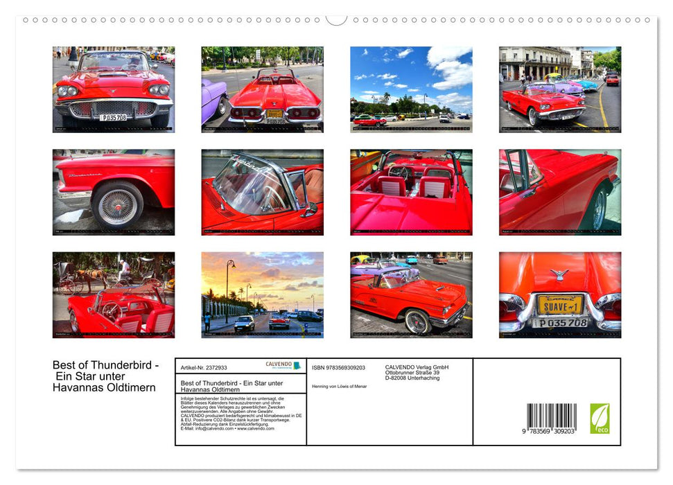 Best of Thunderbird - Ein Star unter Havannas Oldtimern (CALVENDO Premium Wandkalender 2027)