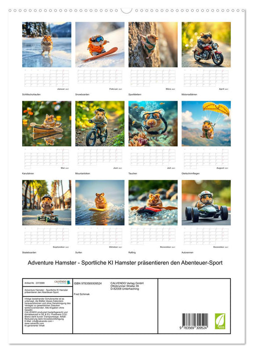 Adventure Hamster - Sportliche KI Hamster präsentieren den Abenteuer-Sport (CALVENDO Premium Wandkalender 2027)