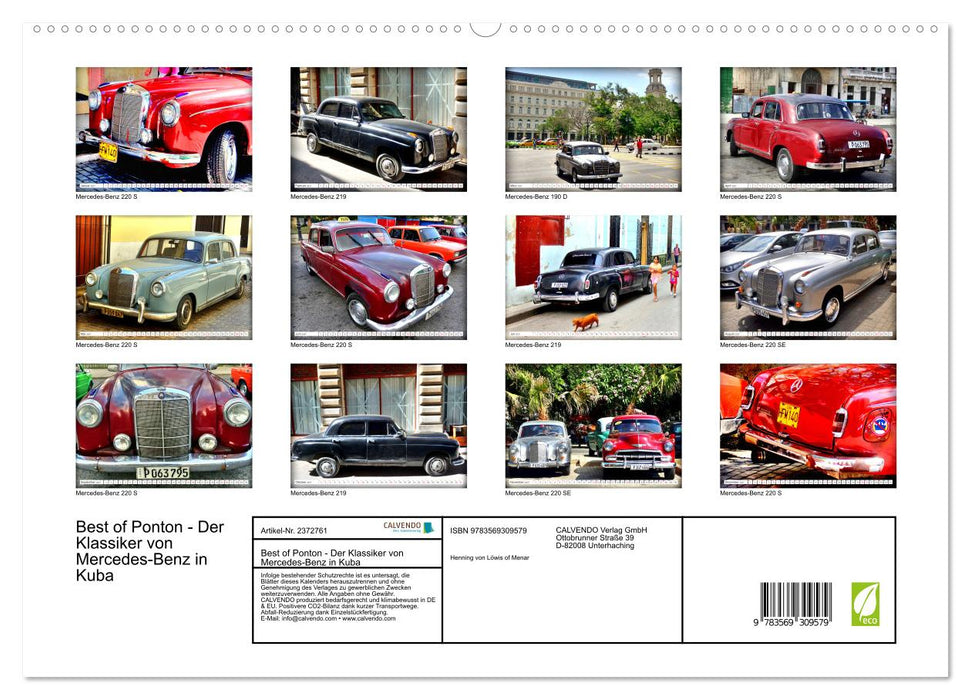 Best of Ponton - Der Klassiker von Mercedes-Benz in Kuba (CALVENDO Premium Wandkalender 2027)