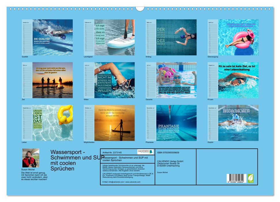 Wassersport - Schwimmen und SUP mit coolen Sprüchen (CALVENDO Wandkalender 2027)