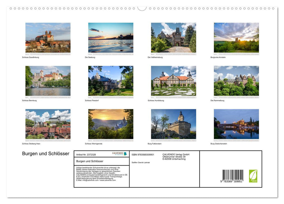 Burgen und Schlösser (CALVENDO Premium Wandkalender 2027)