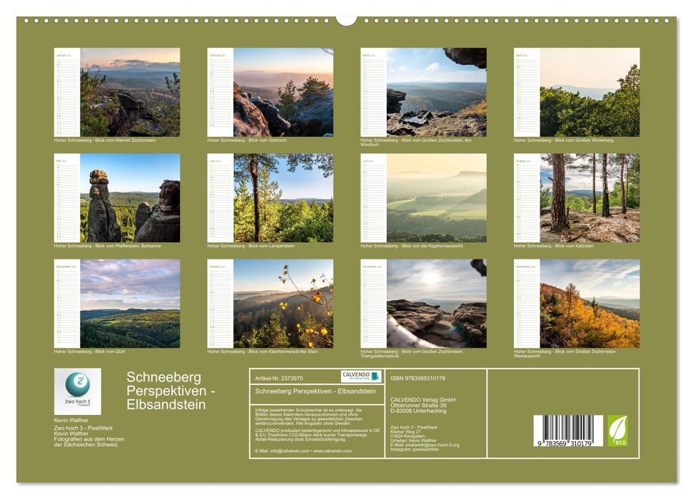 Schneeberg Perspektiven - Elbsandstein (CALVENDO Premium Wandkalender 2027)