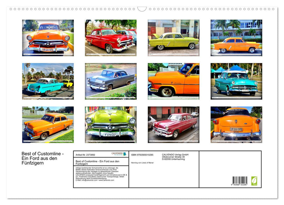 Best of Customline - Ein Ford aus den Fünfzigern (CALVENDO Wandkalender 2027)