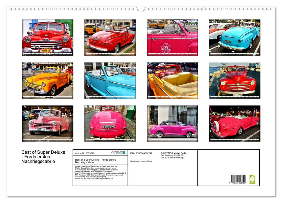 Best of Super Deluxe - Fords erstes Nachriegscabrio (CALVENDO Wandkalender 2027)
