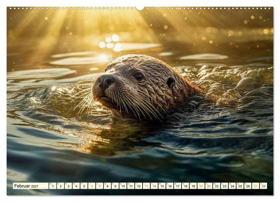 Fischotter - schlaue Jäger (CALVENDO Premium Wandkalender 2027)