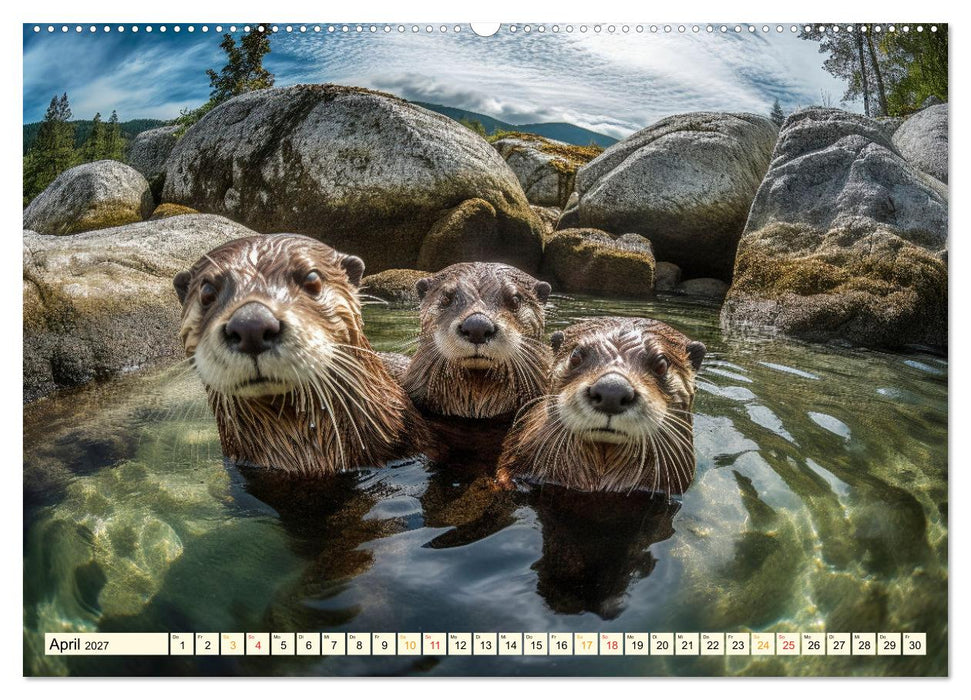 Fischotter - schlaue Jäger (CALVENDO Premium Wandkalender 2027)