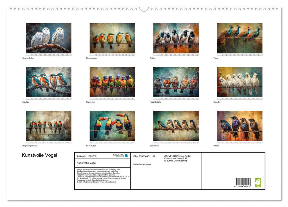 Kunstvolle Vögel (CALVENDO Wandkalender 2027)