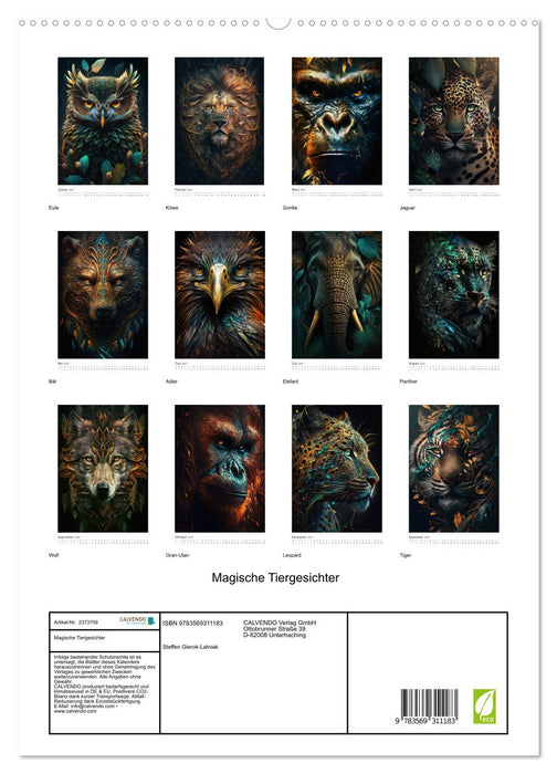 Magische Tiergesichter (CALVENDO Premium Wandkalender 2027)