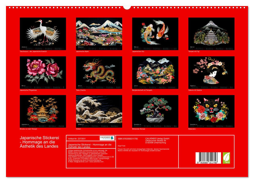 Japanische Stickerei - Hommage an die Ästhetik des Landes (CALVENDO Premium Wandkalender 2027)