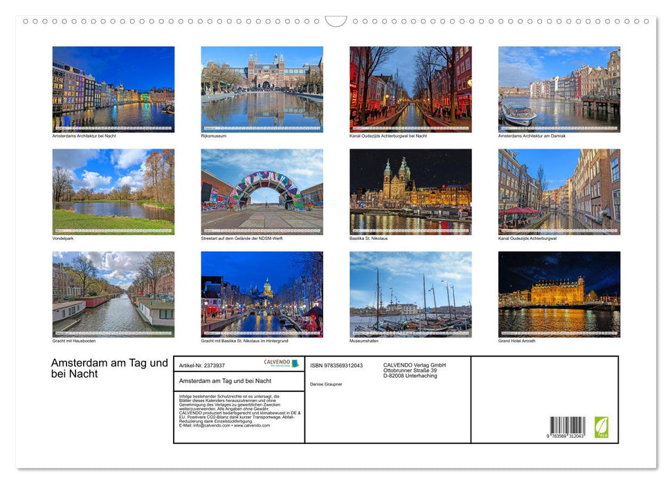 Amsterdam am Tag und bei Nacht (CALVENDO Wandkalender 2027)