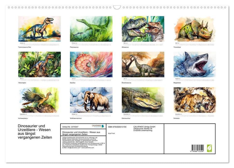 Dinosaurier und Urzeittiere - Wesen aus längst vergangenen Zeiten (CALVENDO Wandkalender 2027)