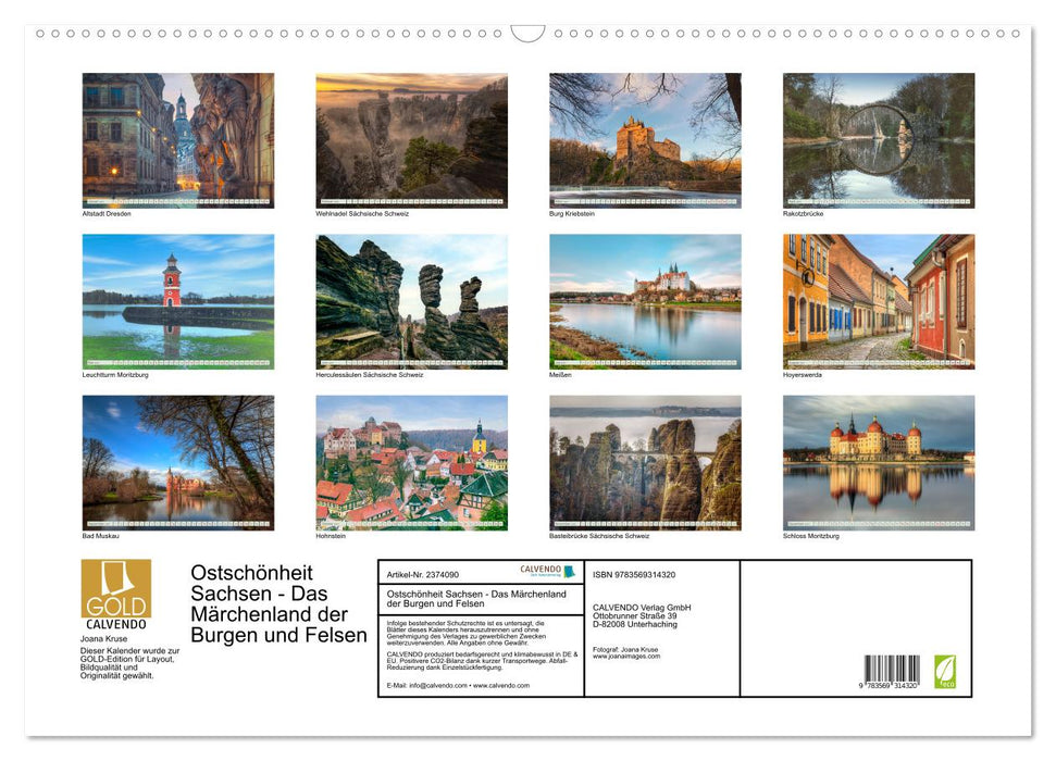 Ostschönheit Sachsen - Das Märchenland der Burgen und Felsen (CALVENDO Wandkalender 2027)