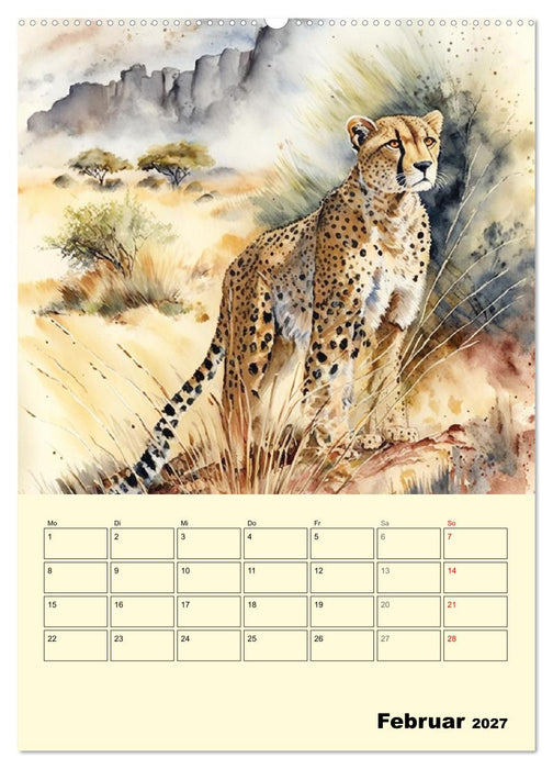 Schöne Aquarelle. Darstellungen von Afrikas Wildtieren (CALVENDO Wandkalender 2027)