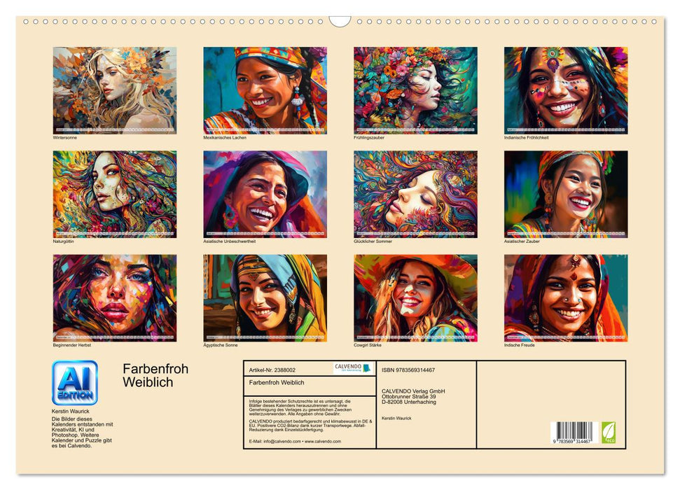 Farbenfroh Weiblich (CALVENDO Wandkalender 2027)