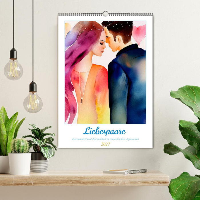 Liebespaare 2027. Zweisamkeit und Zärtlichkeit in romantischen Aquarellen (CALVENDO Wandkalender 2027)