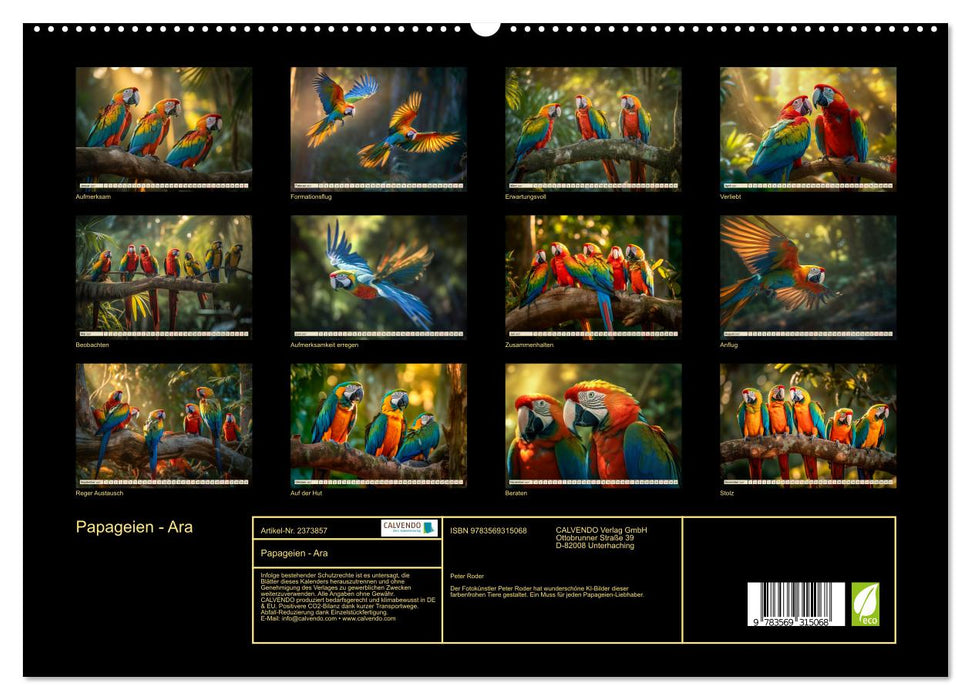 Papageien - Ara (CALVENDO Premium Wandkalender 2027)