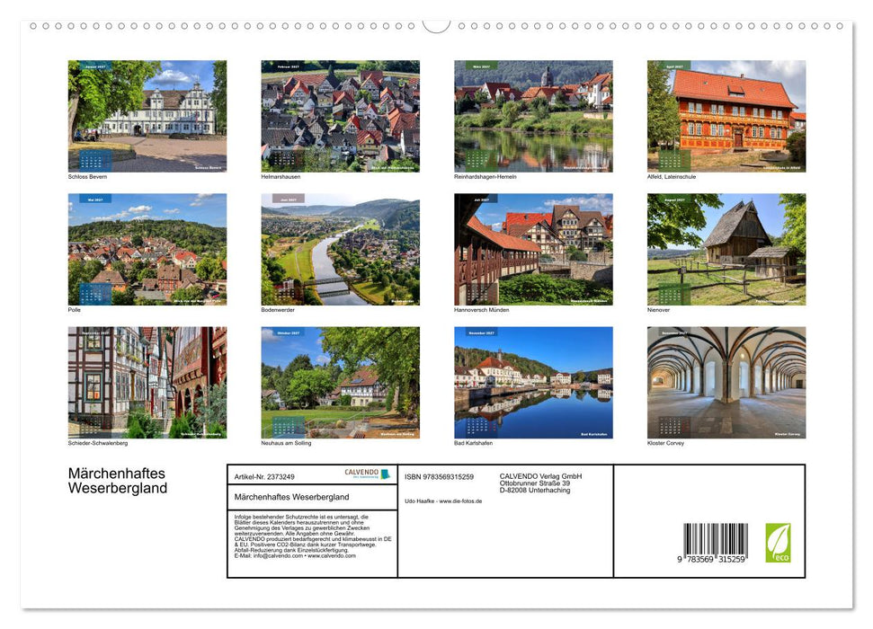 Märchenhaftes Weserbergland (CALVENDO Premium Wandkalender 2027)