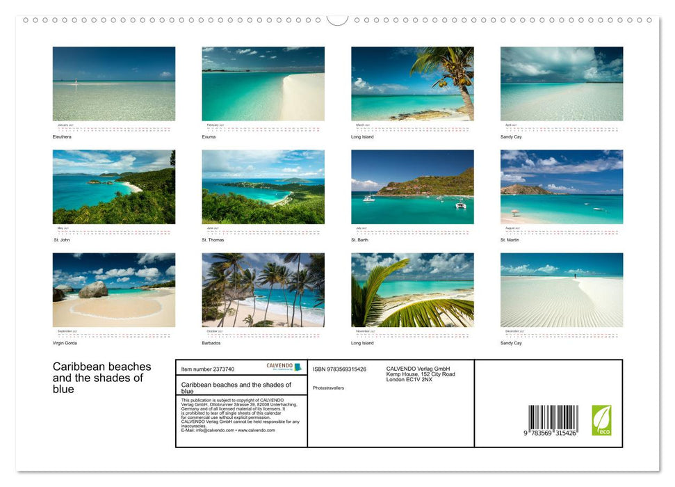 Caribbean beaches and the shades of blue (CALVENDO Premium-Calendar 2027)