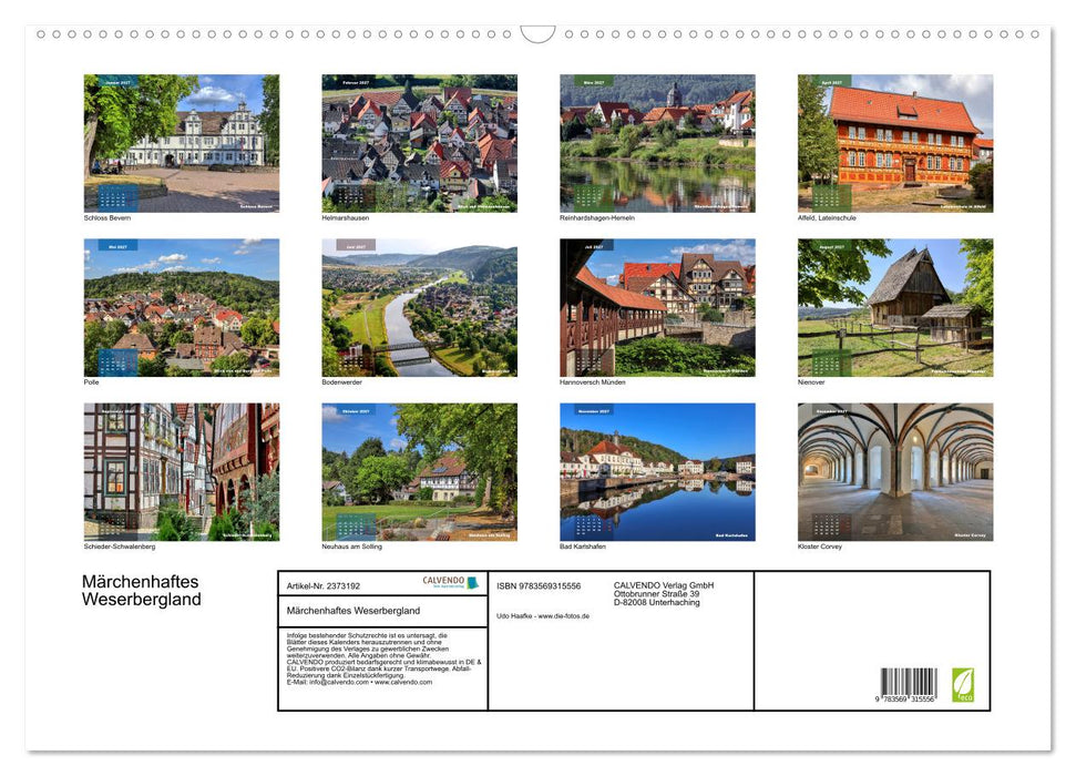 Märchenhaftes Weserbergland (CALVENDO Wandkalender 2027)