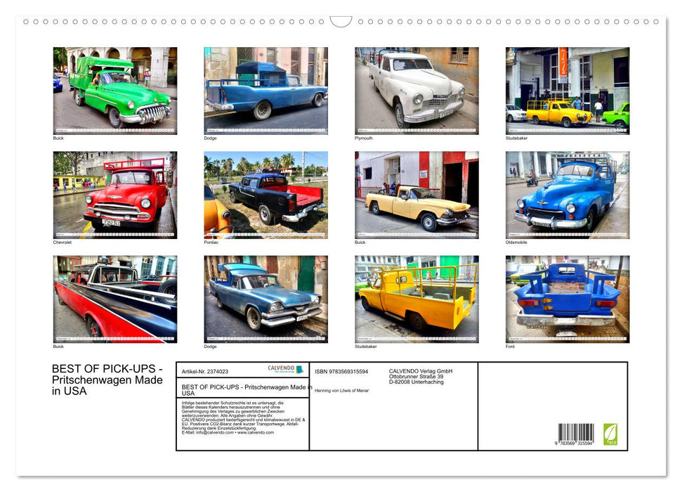 BEST OF PICK-UPS - Pritschenwagen Made in USA (CALVENDO Wandkalender 2027)