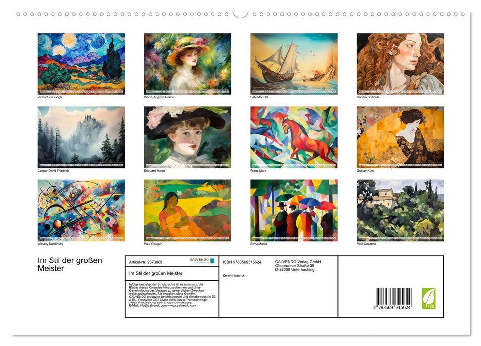 Im Stil der großen Meister (CALVENDO Premium Wandkalender 2027)